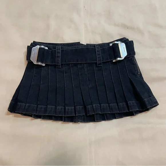 NEW! Dion Lee- Darted Denim Mini Skirt in Washed Black Size US 4 Pleated Y2K - Picture 3 of 8